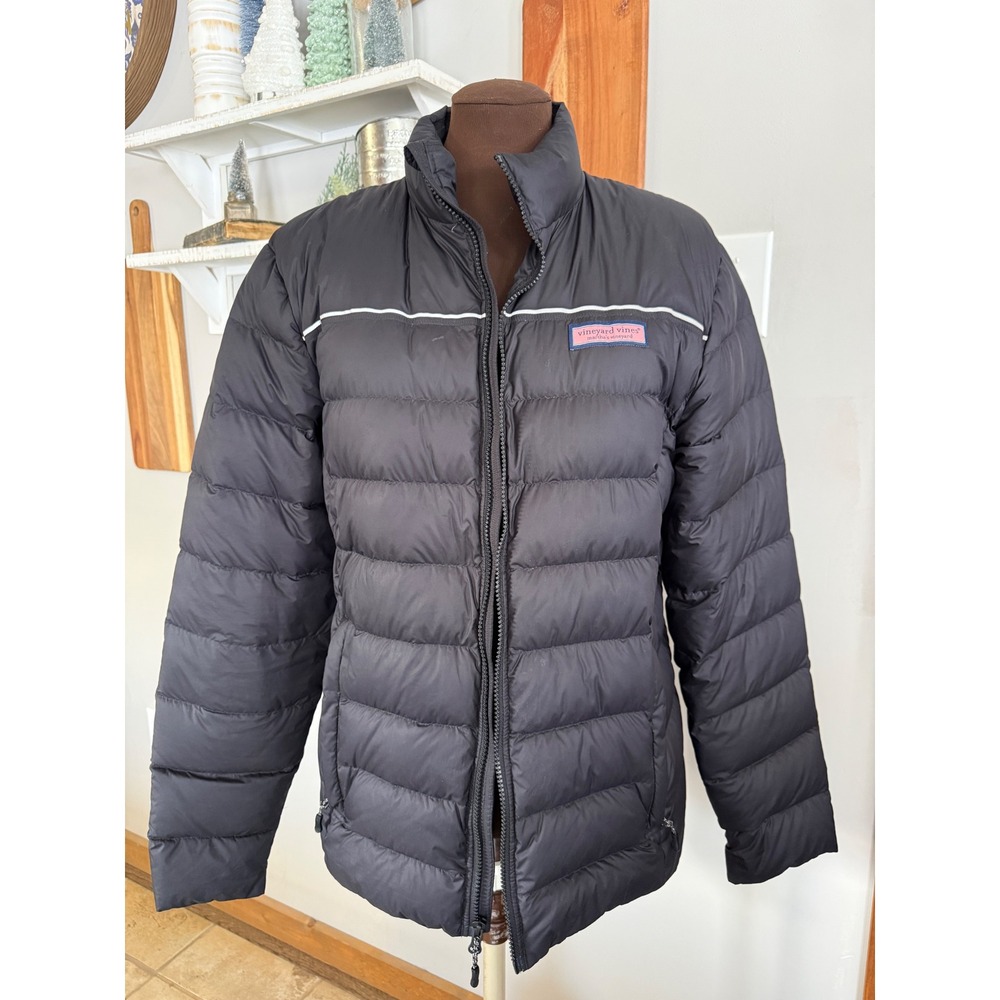 Vineyard Vines Womens Black Puffer Jacket down Insulated Size Medium